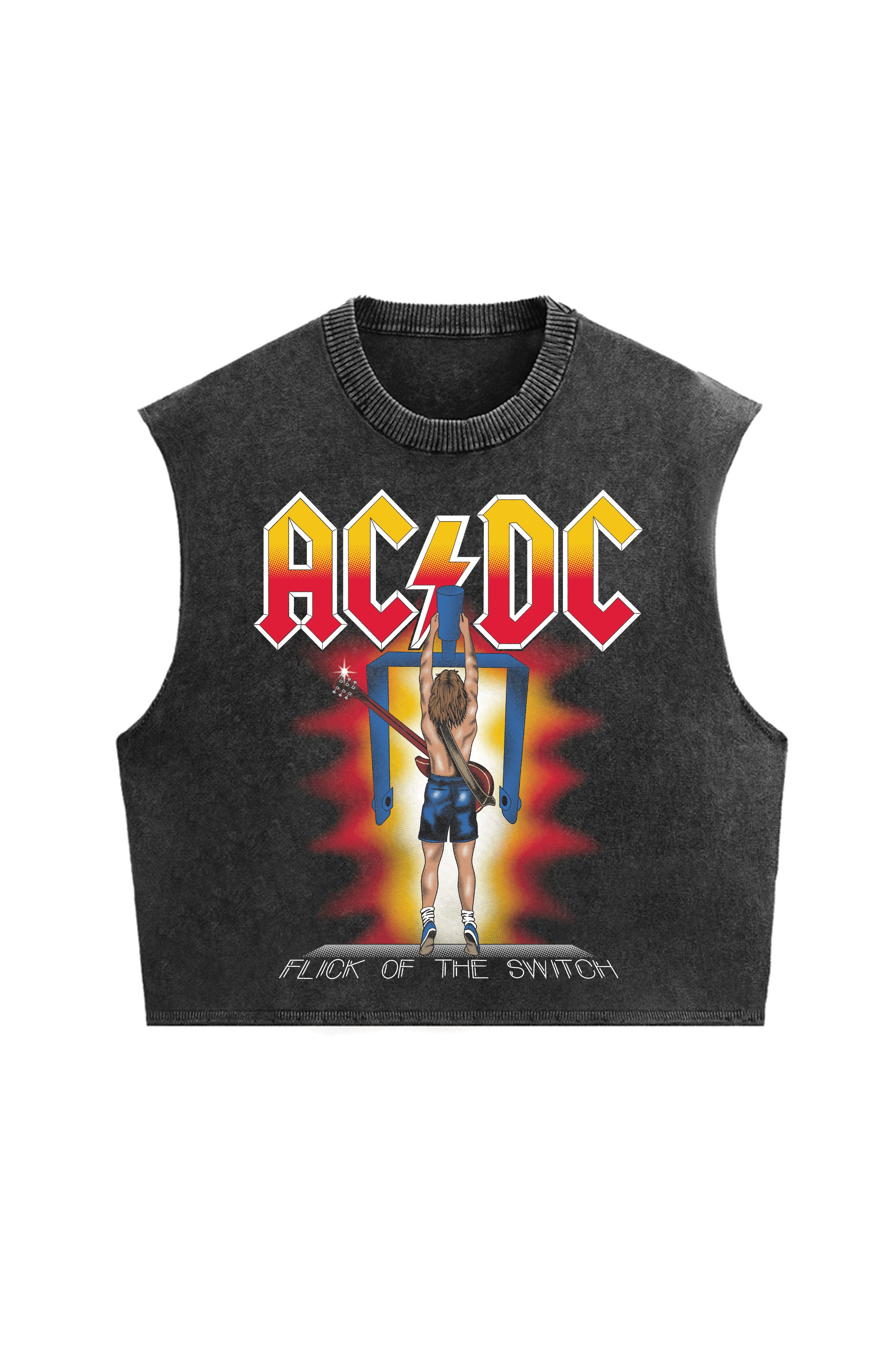 AC/DC Designed Oversized Vintage Vest